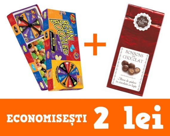 Jelly Belly Bean Boozled cutie cu spinner (1buc) + Punga alune de padure in ciocolata cu lapte (140g)