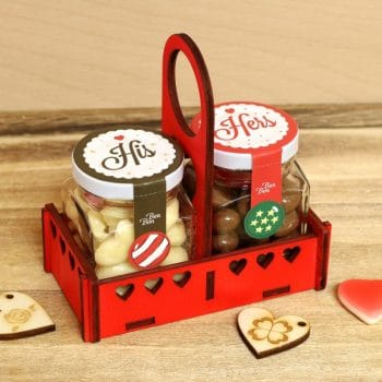 Cadou cutie de lemn cu borcănașe „His & Hers”