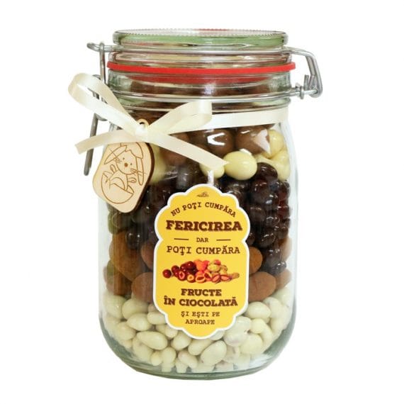 Borcan uriaș „Fericirea”, cu fructe și nuci în ciocolată (780g)
