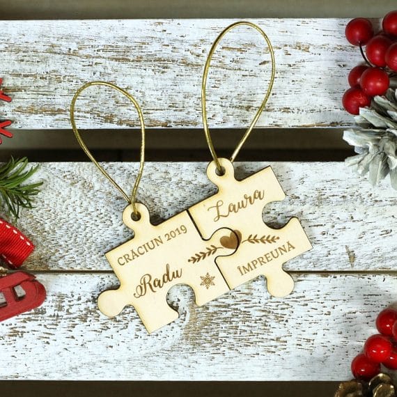 Decoraţiune personalizabilă tip puzzle - 2 piese