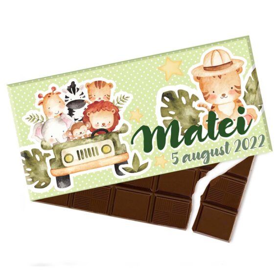 Mărturie tabletă de ciocolată „Jungle” 100g