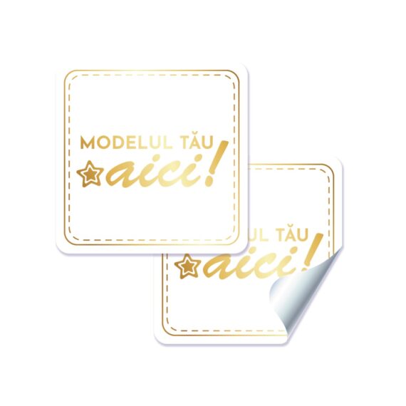 Sticker pătrat rotunjit folio auriu - personalizabil