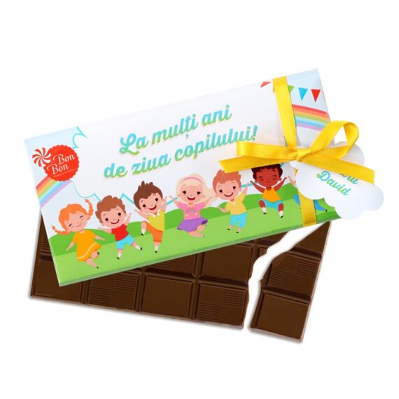 Tabletă de ciocolată personalizată „La mulți ani de Ziua Copilului!”
