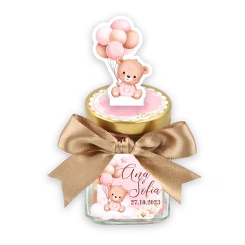 Mărturie ursuleț cu balon „Baby girl”