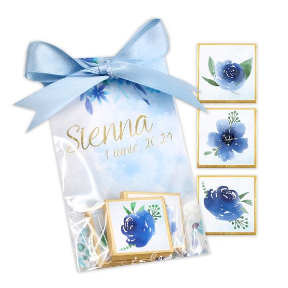Mărturie personalizată „Blue flowers” folio