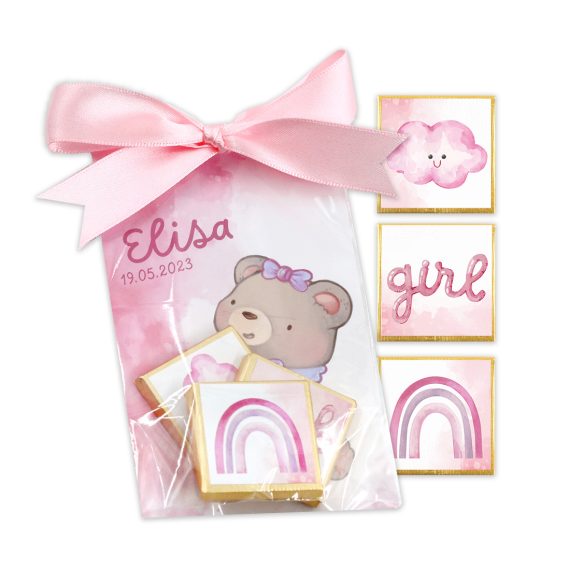 Mărturie personalizată „Baby bear” - fetiță