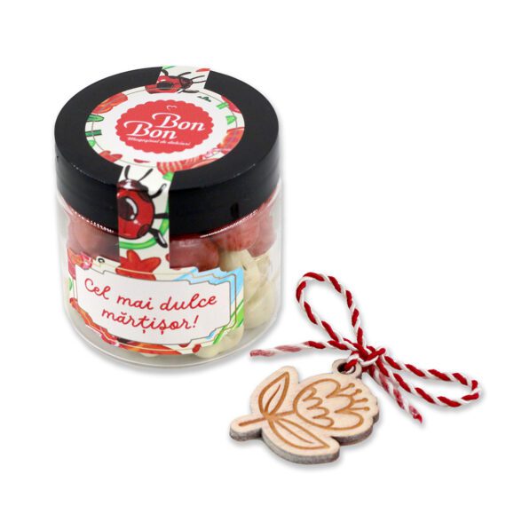 Cutie cu mărțișor dulce și mesaj personalizat (buc)