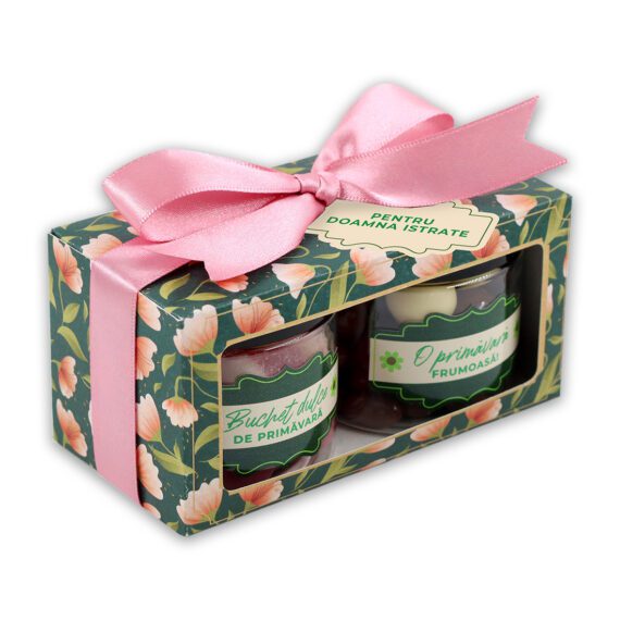 Gift box „Buchet dulce de primăvară” cu mesaj personalizat (buc)
