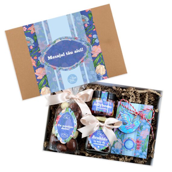 Cutie „Periwinkle”  cu mesaj personalizat si mărțișor (buc)