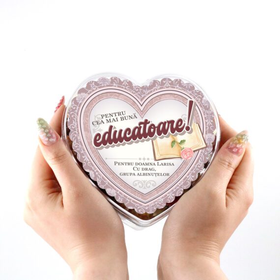 Cutie inimioară ”Pentru cea mai bună educatoare” personalizată