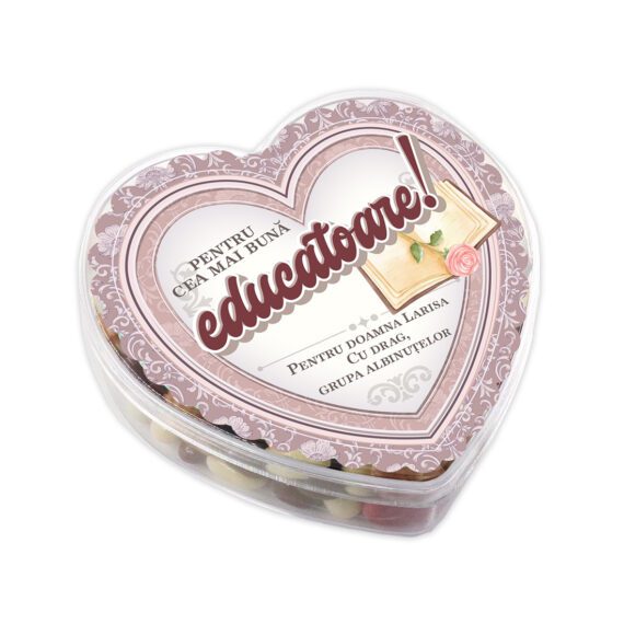 Cutie inimioară ”Pentru cea mai bună educatoare” personalizată