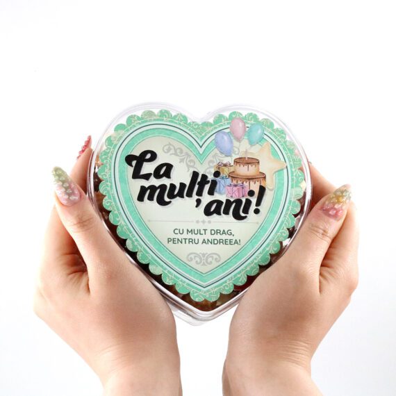 Cutie inimioară „La multi ani” personalizată