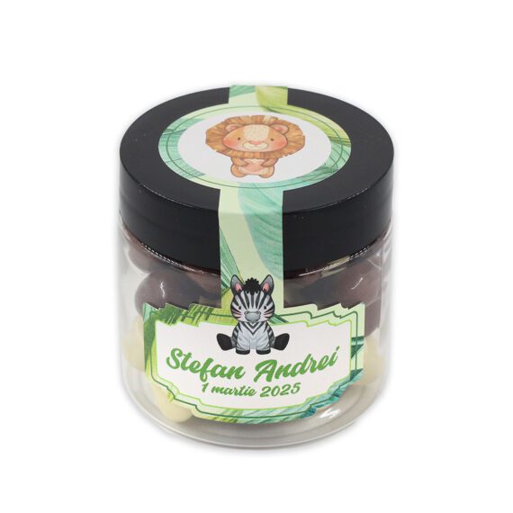 Mărturie cutie mare cu borcan personalizabil - Jungle