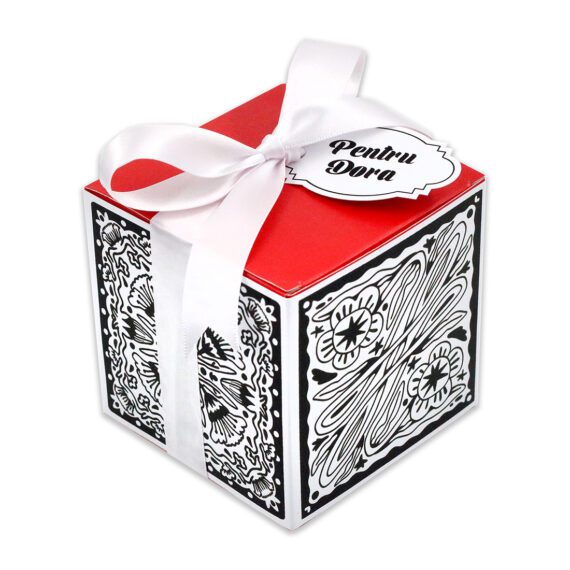 Cub cadou Black & White Collection – roșu, personalizabil